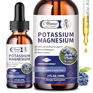 Alliwise 2 Pack Potassium Magnesium Supplement Liquid – High Absorption Calm Magnesium Complex & Potassium Plus Calcium, Vitamin D3, Zinc for Leg Cramps & Bone & Energy & Immune Support – 4 Fl oz