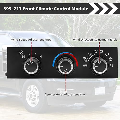 599-217 Front A/C Heater Climate Control Module Panel Switch Compatible with 1996-2020 Chevrolet Express 1500 2500 3500 4500 Astro, Chevy C4500 C5500 C6500,1996-2020 GMC Savana Safari, OE# 15073274
