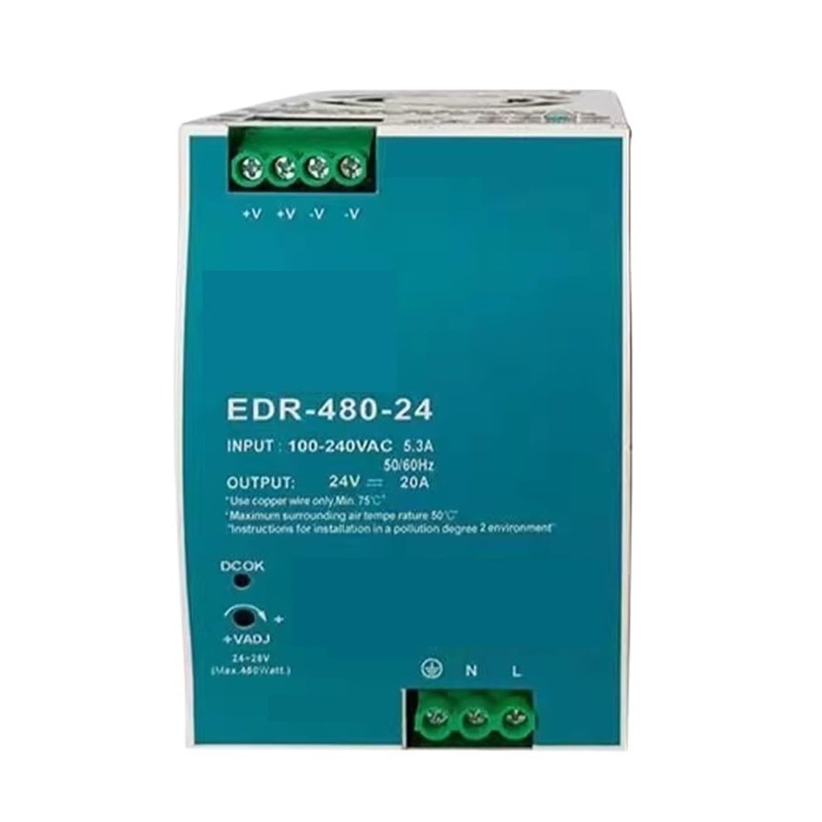 Alimentation électrique sur Rail DIN haute stabilité EDR-480-24 pour l'industrie