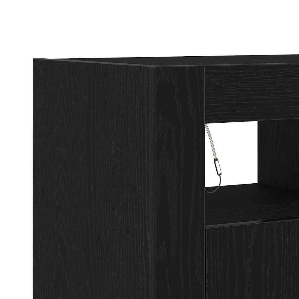 vidaXL Buffet Chêne Noir 80 x 35 x 75 cm Bois d'ingénierie, Buffet rectangulaire élégant pour Le Salon, Meuble de Rangement Moderne, Cabinet d'intérieur Polyvalent
