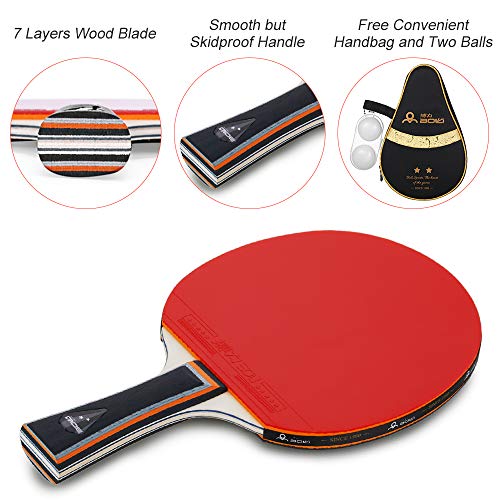 Raquete de Bola, Romacci Raquete de tênis de mesa 2 estrelas de pingue-pongue taco de tênis de mesa