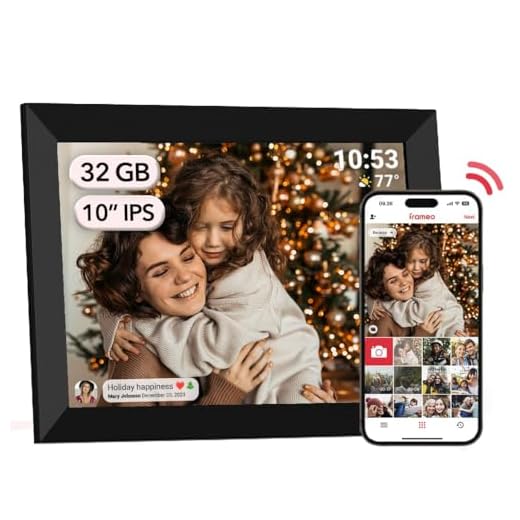 FRAMEO Digitale fotolijst, wifi, 32 GB, digitale fotolijst, 10,1 inch, 1280 x 800 IPS LCD-touchscreen, Smart Cloud-fotolijst met automatische rotatie, direct momenten delen via de Frameo-app