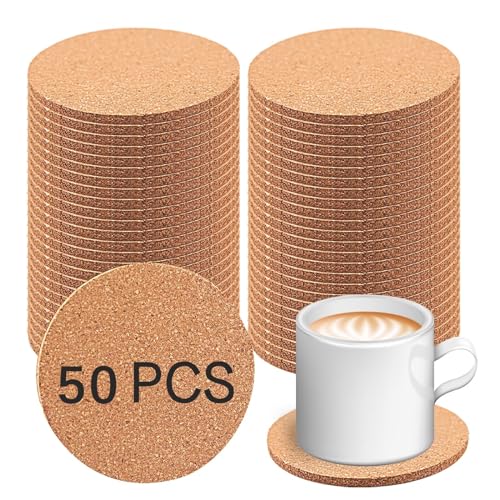 50 pcs Cork Coasters for Crafts and Drinks