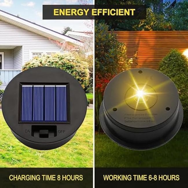 Solar Light Replacement Top Parts 4 Pack(Top Size 3.31 inch,Bottom Size 2.83 inch) 7 Lumens Lantern Lids Waterproof LED Replacement Light Decorations for Outdoor Garden, Patio,Pathway,Yard,Warm White