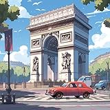 Paris Street Scene Digital Painting Kit for Adults - DIY Arc de Triomphe with Vintage...