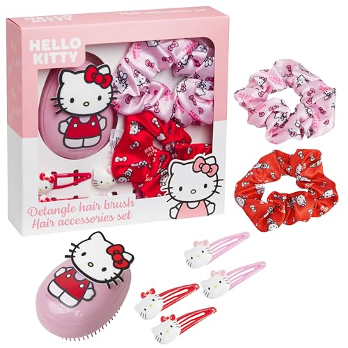 Hello Kitty Sanrio Set Brosse Cheveux et Kawaii Accessoires Femme Fille Pinces à Cheveux (Hello...