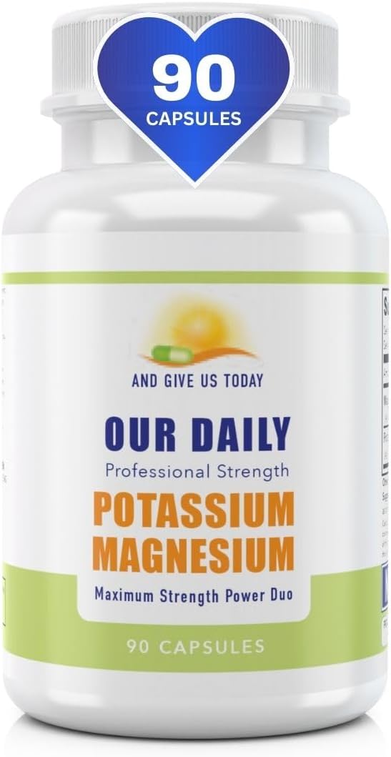 Our Daily Vites Magnesium Potassium Complex 90 Capsules Supplement High Absorption Magnesium Aspartate Oxide Support Vascular Health & Leg Cramp Potassium Aspartate Chloride