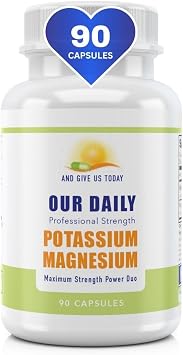 Our Daily Vites Magnesium Potassium Complex 90 Capsules Supplement High Absorption Magnesium Aspartate Oxide Support Vascular Health & Leg Cramp Potassium Aspartate Chloride