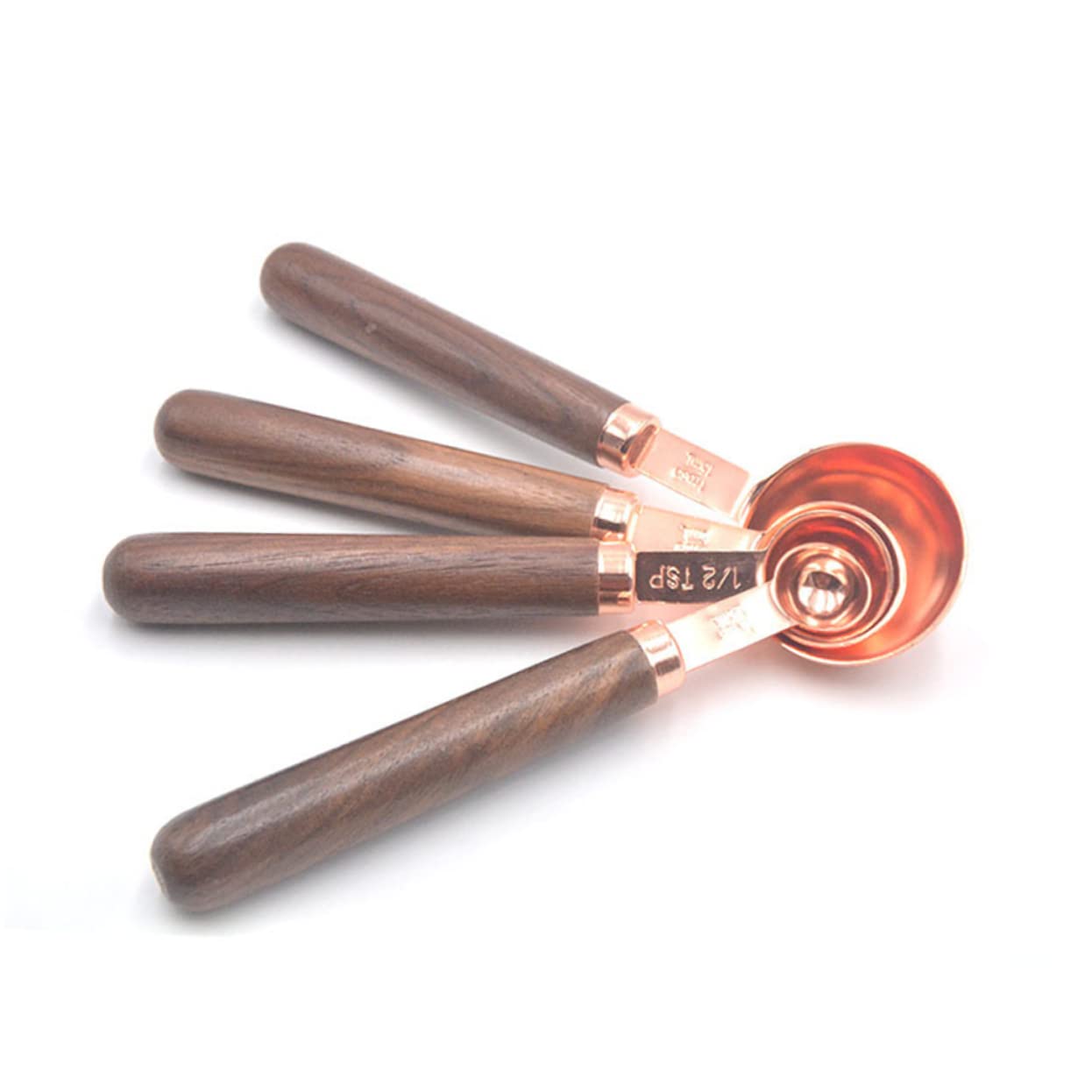 BESTonZON 12piezas Cucharas Medidoras De Acero Inoxidable Con Mango De Nogal Para Cocinar y Hornear Herramienta De Medición Elegante y Duradera