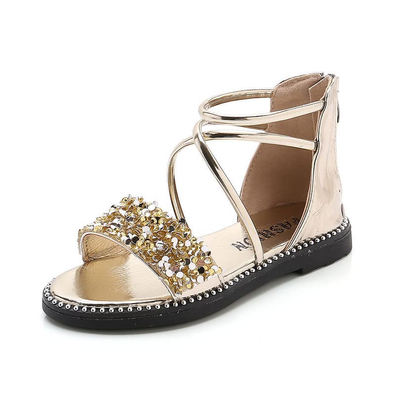 MATERUIEYES Gladiator PU Fashion Girls' Summer Sandals Rear Zip Breathable Flat Sandals