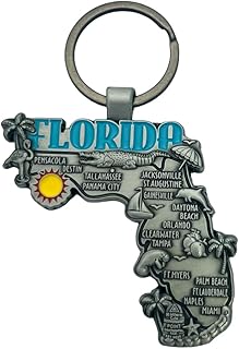 Westmon Works Florida Shaped Keychain Metal Map Key Ring Souvenir Gift from the Sunshine State
