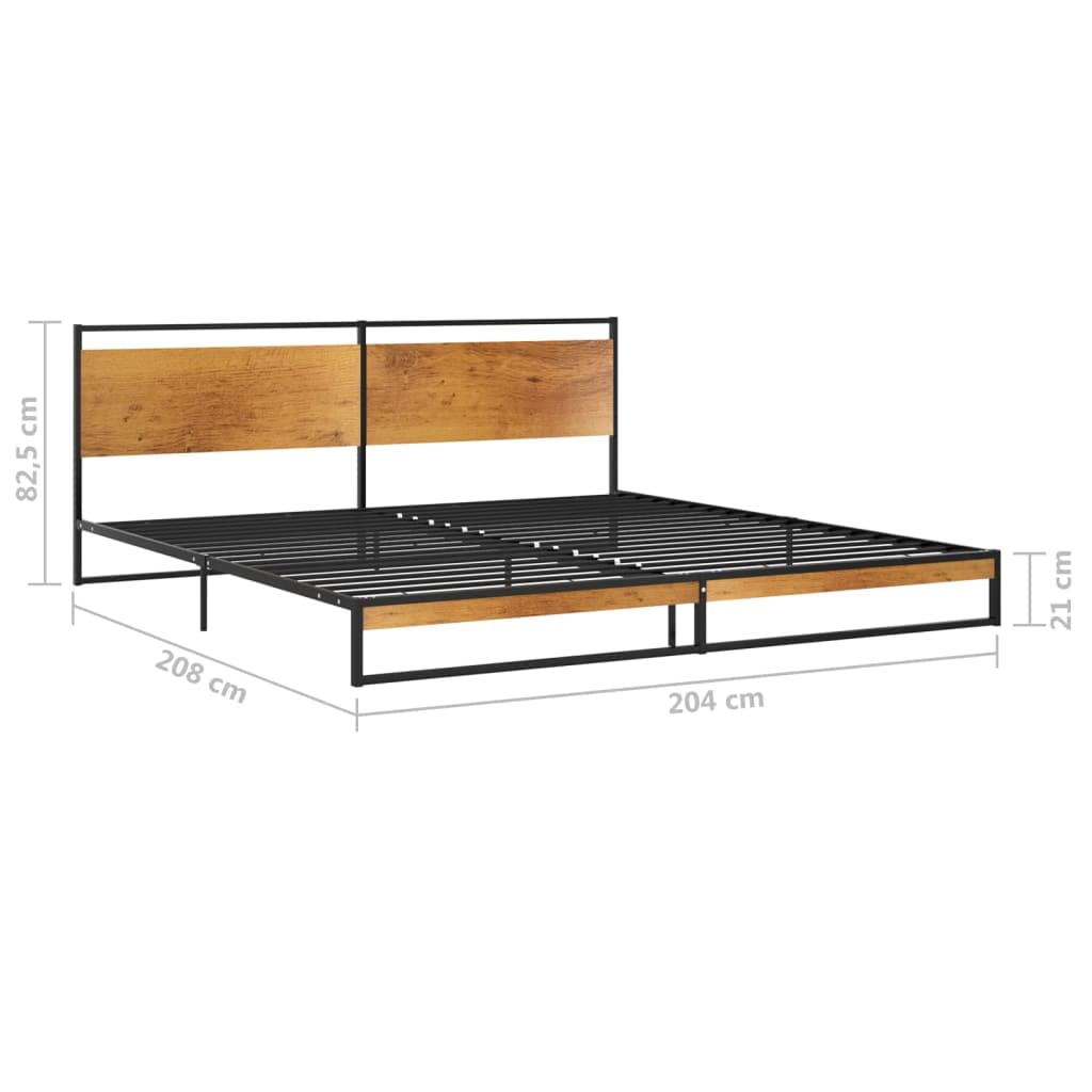 Metalowe łóżko 200 x 200 cm, czarne, ze stabilnym stelażem, malowana proszkowo rama łóżka, nowoczesne łóżko rodzinne zapewnia komfortowy sen, trwała rama łóżka do sypialni