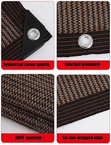 Premium 90% Shade Cloth with Grommets Durable Sunblock Mesh Tarp for Garden Greenhouse Kennel and Patio Brown (6mx12m)