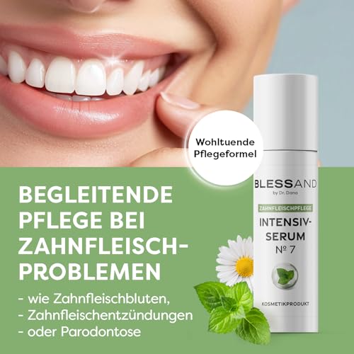BLESSAND Zahnfleischgel - Intensivserum No.7 by Dr. Dana | Begleitende Pflege bei Zahnfleischproblemen wie Zahnfleischbluten, Entzündungen oder Parodontitis | Minze, Propolis & Kamille [10ml]