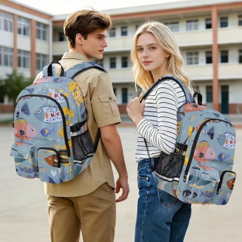 Mochilas para laptop de 17.5 pulgadas azul bolsa de trabajo universitaria ligera casual 7