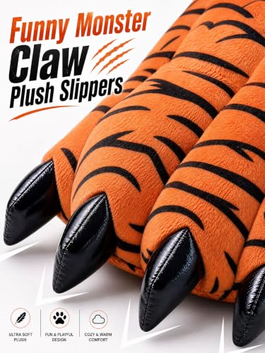 Image of acdiac Unisex Soft Monster Claw Slippers Fun Dino Slippers Animal Paw Shoes For Men Women Boy Girl With Home Halloween Party Cosply Costume Footwear