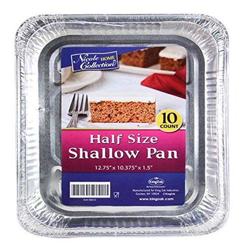Nicole Home Collection Sartén de aluminio poco profundo de 10 unidades, color plateado Cover