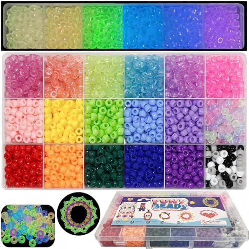 JULIMAIDONG 2400Pcs Glow in The Dark Pony Beads Bulk 20 Colors Rainbow Kandi Bead for Hair Braiding Friendship Bracelet Making Kandi Jewelry Key Chains DIY Crafts Chirstmas Gifts (2400PCS(20Color))