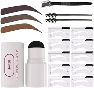 HAFSI Eyebrow Stamp Shaping Stencil Kit, All in One Brow Waterproof Eye Brow Stamp with 10 outstanding Pieces Reusable, Eyebrow Definer Eye Makeup Shaping Tool for Girls and Women (Blonde)