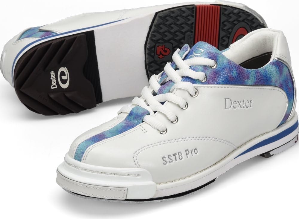 Dexter SST 8 Pro Damen-Bowlingschuhe, Weiß/Blau/Batikfärbung, Bowlingschuhe
