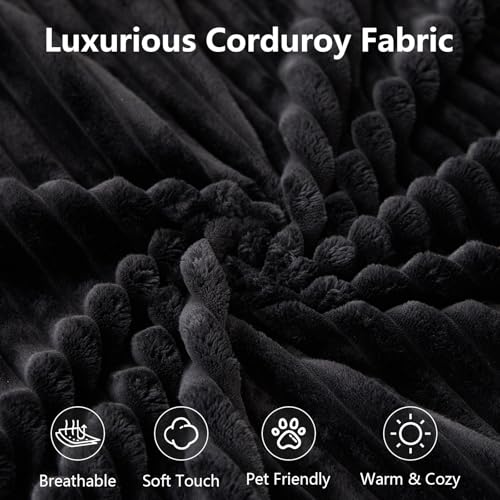 Image of 95.8 inch Cloud Sectional Couch with L-Shape Chaise, Modern Modular Comfy Sofa Chaise Longue, Upholstered Corduroy Couches Sleeper with Deep Seat for Living Room Bedroom, No Assembly Required, Black