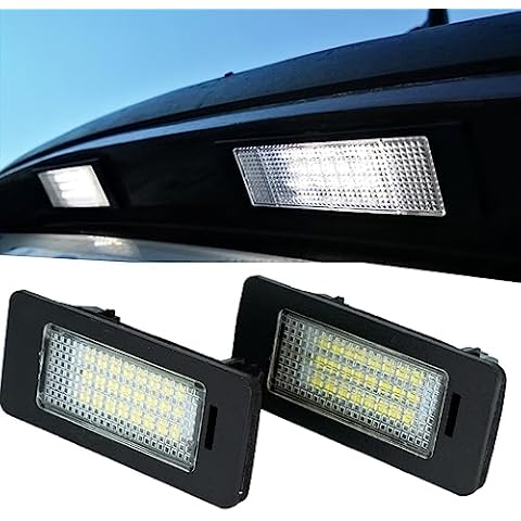 AUTOXBERT 2PCS LED License Plate Light Lamp for BMW 1 3 5 X Series E82 E88 E90 E91 E92 E93 E39 E60 E61 X1 X3 X5 X6 Rear Tag Lights Assembly Replacement, 6000K Xenon White&Error Free Cover
