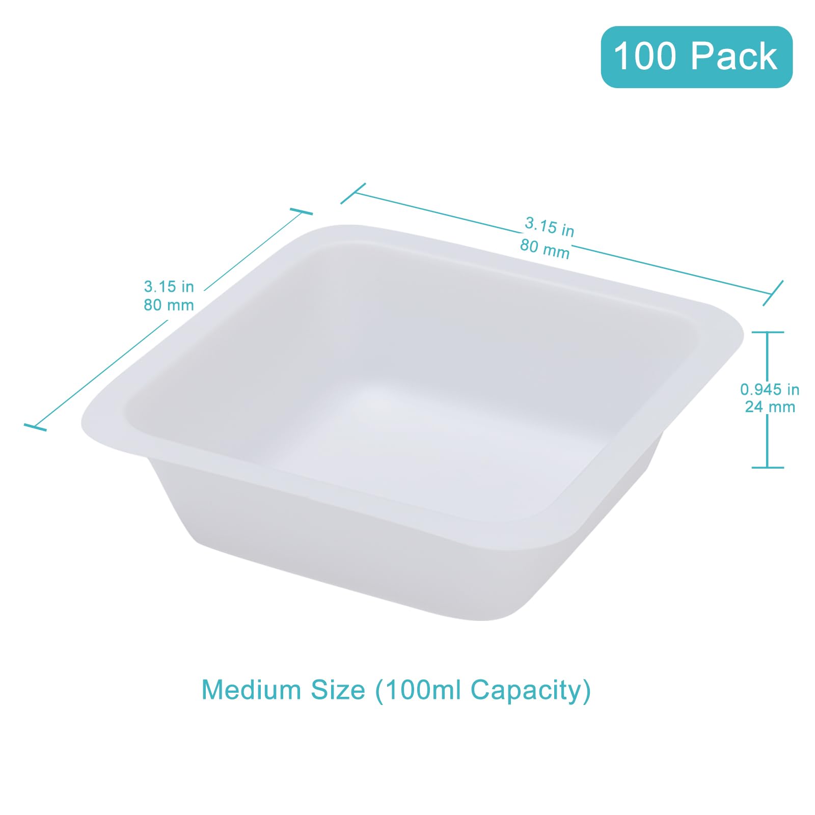 Stonylab Barquillas de Pesaje Medianas 100 ml Paquete de 100 Bandejas Desechables de Plástico para Balanzas