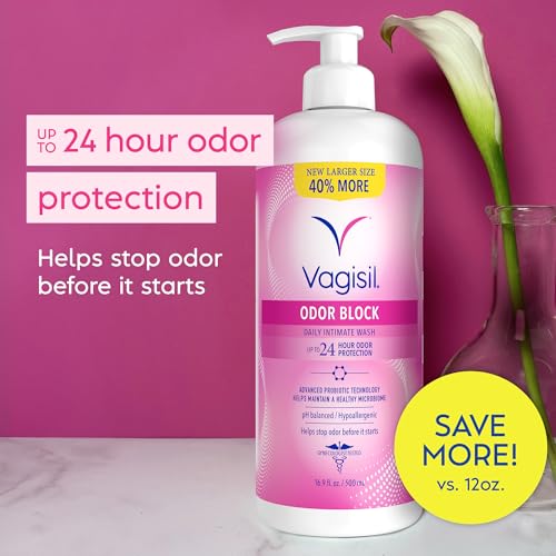 Vagisil Feminine Wash for Intimate Area Hygiene, Odor Block, Gynecologist Tested, Hypoallergenic, 16.9 oz with Pump - Image 4