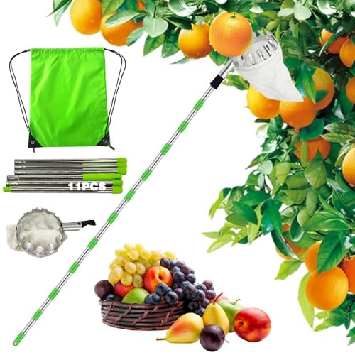TUIBEIDAMAI Recogedor de frutas con mango telescópico