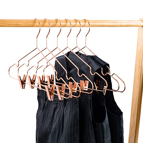 Koobay 16.5" Adult Rose Gold Metal Wire Clips Clothes Hangers, 25 Pack, Shiny Wire Clips Coat Suit Clothes Hangers Storage #TOP28