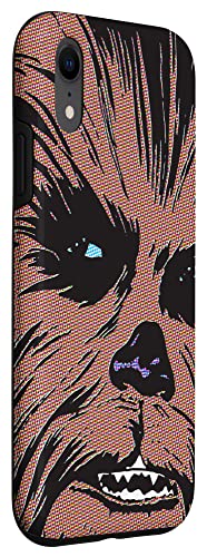 Coque iPhone XR Star Wars Chewbacca Face au design noir effet BD