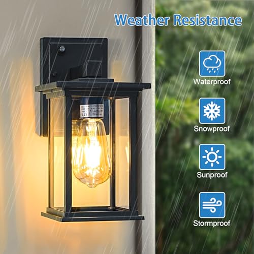 Dusk to Dawn Outdoor Wall Sconce Light for Porch Patio Front Door Entryway, Exterior Wall Lantern Fixture with E26 Base, Aluminium Waterproof Sconces Wall Mounted Lighting for Hallway