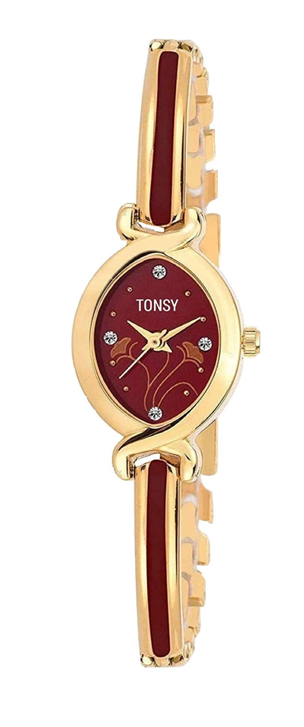 TONSY Analog Red Dial Golden Watches for Womens Girls (B07KV3JVS8) Amazon Price History, Amazon Price Tracker