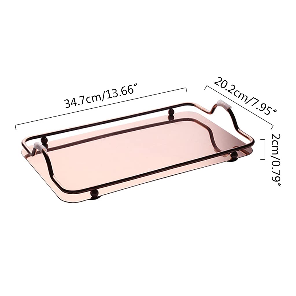 Vassoio da portata rettangolare in acciaio inox in stile nordico con manici, elegante finitura a specchio, perfetto per teiere, tazze da dessert e decorazioni per la casa