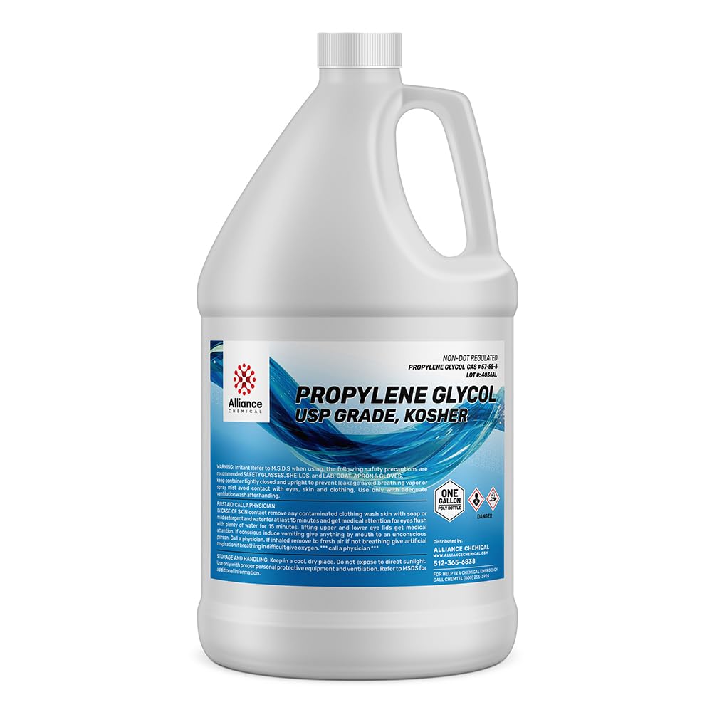 Propylene Glycol - USP Grade - Certified Food and Pharmaceutical Grade - 1 Gallon - Premium Humectant, Fog Machine Fluid, Humidors & Antifreeze Solutions - 100% Pure, Alcohol-Free