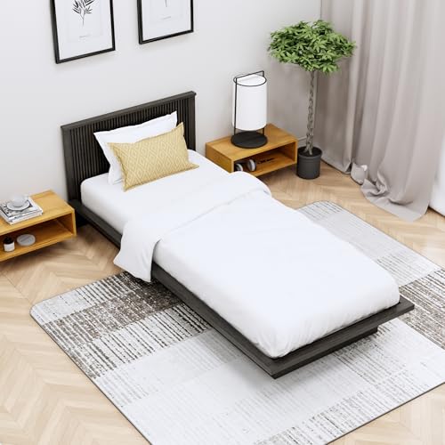 Image of Bniture Modern Low Height Single Size Bed Without Storage | Engineered Wood Platform Bed Designer Headboard | Bed King Size Wooden Cot Double Bed for Bedroom 3 Year Warranty (Flower Wenge)