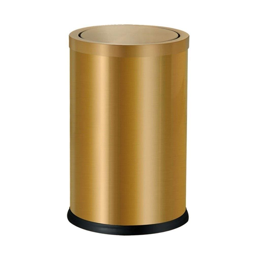 XIAOLI Garbage Bin Stainless Steel Flip Trash Can Home School Hospital Airport Trash Can Waste Basket (Color : Gold)