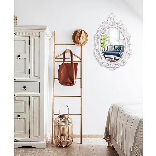 24" x 16" White Baroque Style Oval Wall Mirror - Image 5