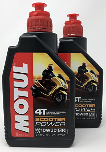 MOTUL Aceite 4 Tiempos Moto Scooter Power 4T 10W 30 MB, 2 Litro (2X 1 lt)