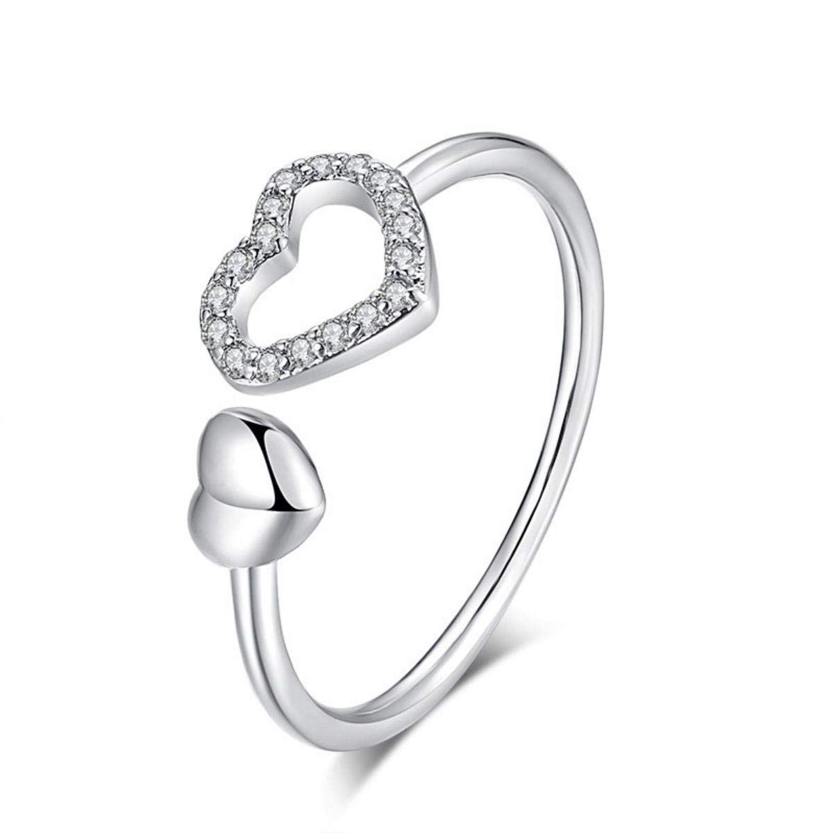 dc jewels Double Heart Love Sterling Silver Cubic Zircon Ring for Women & Girls (B07H3VDDPR) Amazon Price History, Amazon Price Tracker