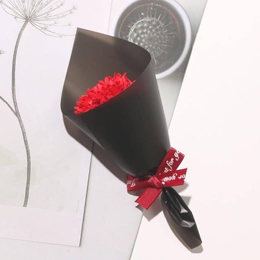 Ramo de flores de jabón artificial clavel eterno rojo para el día de la madre, decoración del hogar y la sala de estar