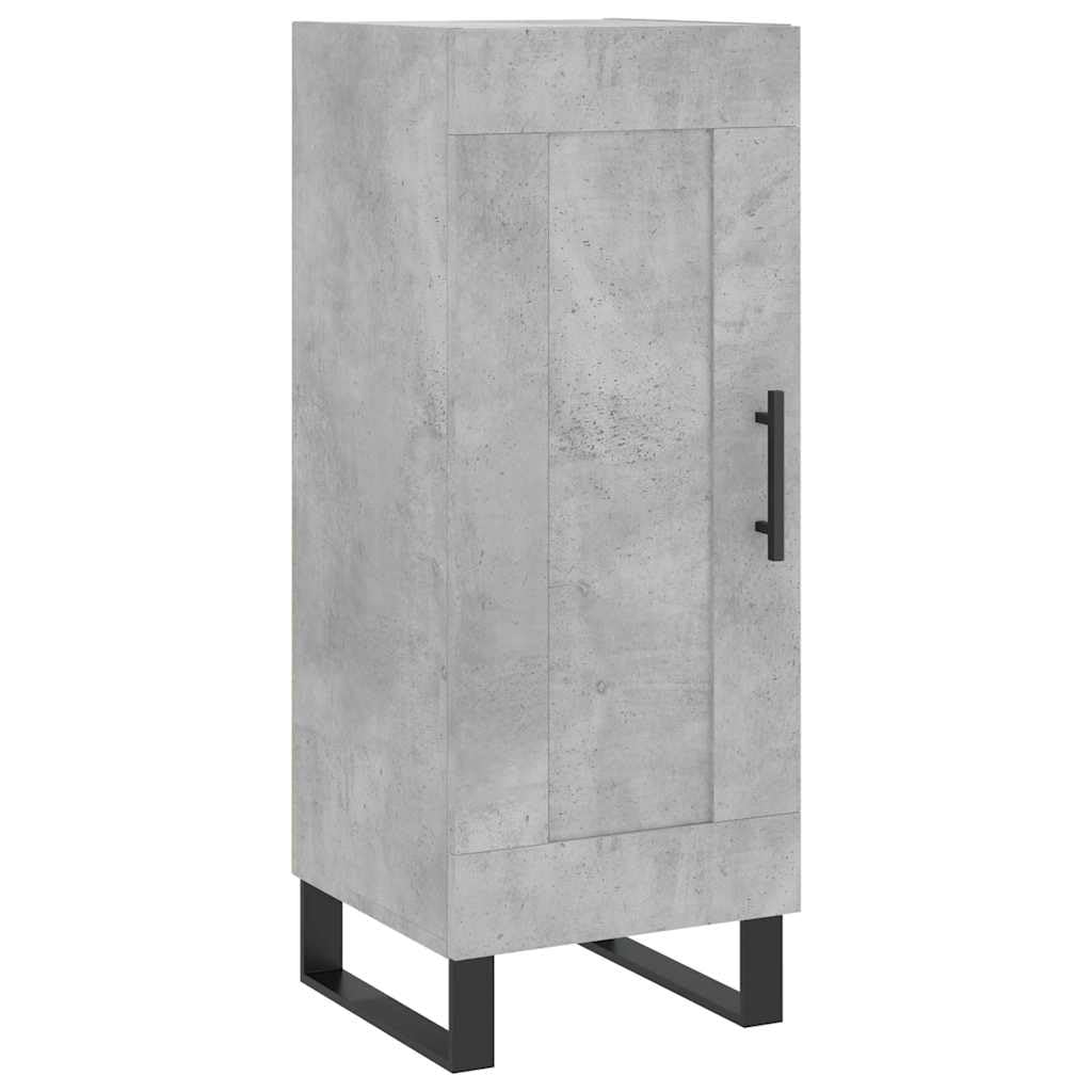 Générique Bufet wysoki szary beton 34,5 x 34 x 180 cm z drewnianymi drzwiami i metalowymi nogami, duża przestrzeń do przechowywania szafki do salonu