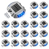 VOLISUN Solar Deck/Dock Lights, 20-Pack Led IP67 Waterproof Outdoor Warning Step Lights for Driveway Sidewalk Garden Pathway Yard (Blue)