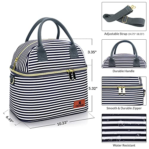 Hafmall Insulated Lunch Bag for Women Men 9L Dual Compartment Lunch Cool Bag for Work School Adult Lunch Bag with Shoulder Straps - Image 3