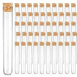 50 Stück Transparent Reagenzglas mit Korken, 4ml Kleine Reagenzgläser mit Korken 12x75mm, Reagenzgläser für Blumen, Geeignet für DIY Labor Heim Passend für Flüssigkeiten, Pflanzen und Gewürze
