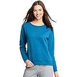 Hanes Women's V-Notch Pullover Fleece Sweatshirt, Deep Dive Heather, X-Large