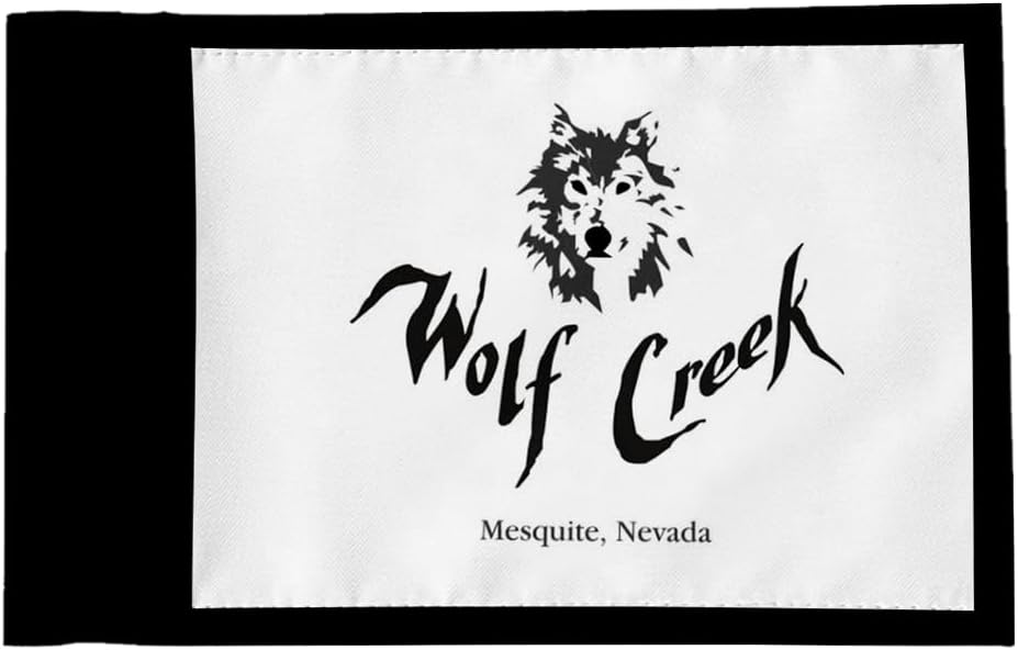 The Wolf Golf Course Mesquite Nevada Golf Pin PGA Flag Practic Putting Green Golf Flag For Backyard Garden Double-Sewn 600D Nylon Miniature Pin Flag (20"X13"Grommet)