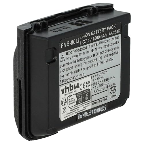 1x batteria compatibile con VX-7R VX-5R VX7R VX5R radio 1500mAh 7.4V Li-Ion - Sostituisce FNB-80Li FNB-V80li