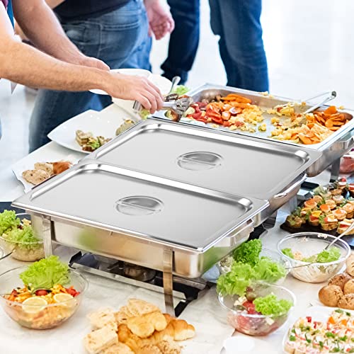 Restlrious Hotel Pan Full Size Stainless Steel Steam Table Pan With Lid, 4" Deep Chafer Food Pan, Pack Of 4 Stackable Anti-Jam Steam Pan For Hotel, Restaurant Supplies, Party, Buffet & Event Catering #TOP6