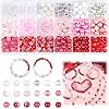 360 cuentas de cristal de San Valentín para hacer joyas, 18 colores redondos de 0.315 pulgadas (0.315 in), cuentas de cristal de San Valentín para pulseras, collares, accesorios románticos